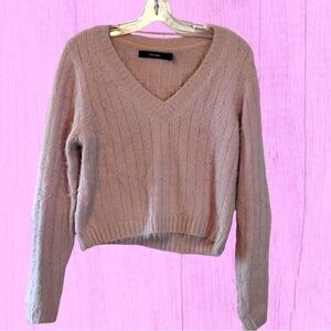 VERO Moda Soft V-Neck Pink Cropped Sweater Size Large
